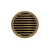 Infinity Drain - 5'' Round RND 5 Complete Kit with Lines Pattern Decorative Plate in Satin Bronze with ABS Drain Body, 2'' Outlet - Satin Bronze
