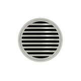 Infinity Drain - 5'' Round RND 5 Complete Kit with Lines Pattern Decorative Plate in Satin Stainless with ABS Drain Body, 2'' Outlet - Satin Stainless