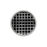 Infinity Drain - 5'' Round Strainer with Squares Pattern Decorative Plate and 2'' Throat in Polished Stainless for RQD 5 - Polished Stainless