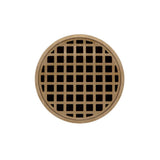 Infinity Drain - 5'' Round Strainer with Squares Pattern Decorative Plate and 2'' Throat in Satin Bronze for RQD 5 - Satin Bronze