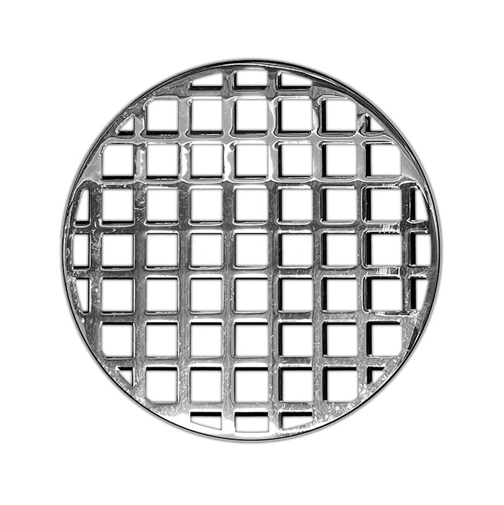 Infinity Drain - 5'' Round Squares Pattern Decorative Plate for RQ 5, RQD 5, RQDB 5 in Polished Stainless - Polished Stainless