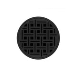 Infinity Drain - 5'' Round RVD 5 Complete Kit with Weave Pattern Decorative Plate in Matte Black with PVC Drain Body, 2'' Outlet - Matte Black