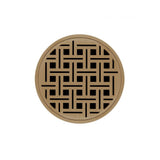Infinity Drain - 5'' Round RVD 5 Complete Kit with Weave Pattern Decorative Plate in Satin Bronze with PVC Drain Body, 2'' Outlet - Satin Bronze