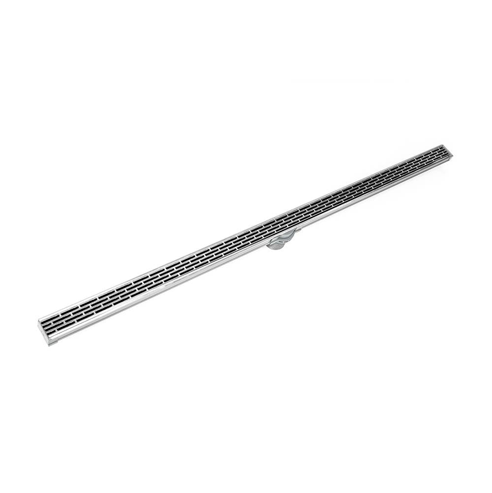Infinity Drain - 72'' S-PVC Series Low Profile Complete Kit with 1 1/2'' Perforated Offset Slot Grate in Polished Stainless - Polished Stainless