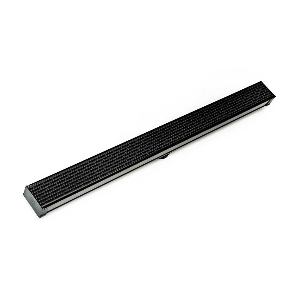 Infinity Drain - 96'' S-PVC Series Low Profile Complete Kit with 2 1/2'' Perforated Offset Slot Grate in Matte Black - Matte Black