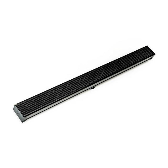 Infinity Drain - 72'' S-PVC Series Low Profile Complete Kit with 2 1/2'' Perforated Offset Slot Grate in Matte Black - Matte Black