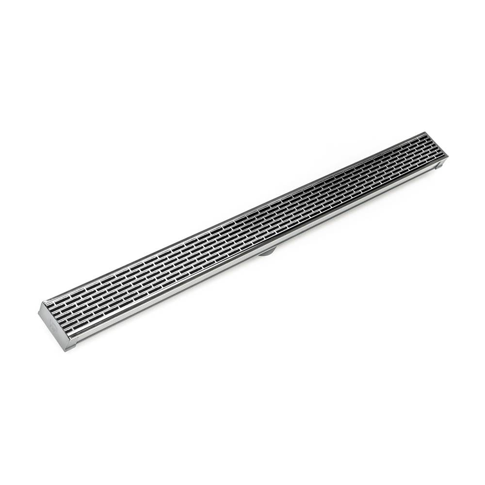 Infinity Drain - 72'' S-PVC Series Low Profile Complete Kit with 2 1/2'' Perforated Offset Slot Grate in Polished Stainless - Polished Stainless