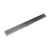 Infinity Drain - 72'' S-PVC Series Low Profile Complete Kit with 2 1/2'' Perforated Offset Slot Grate in Polished Stainless - Polished Stainless