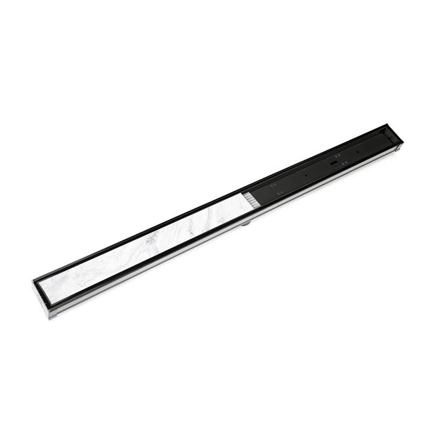 Infinity Drain - 96'' S-PVC Series Low Profile Complete Kit with 2 1/2'' Tile Insert Frame in Matte Black - Matte Black