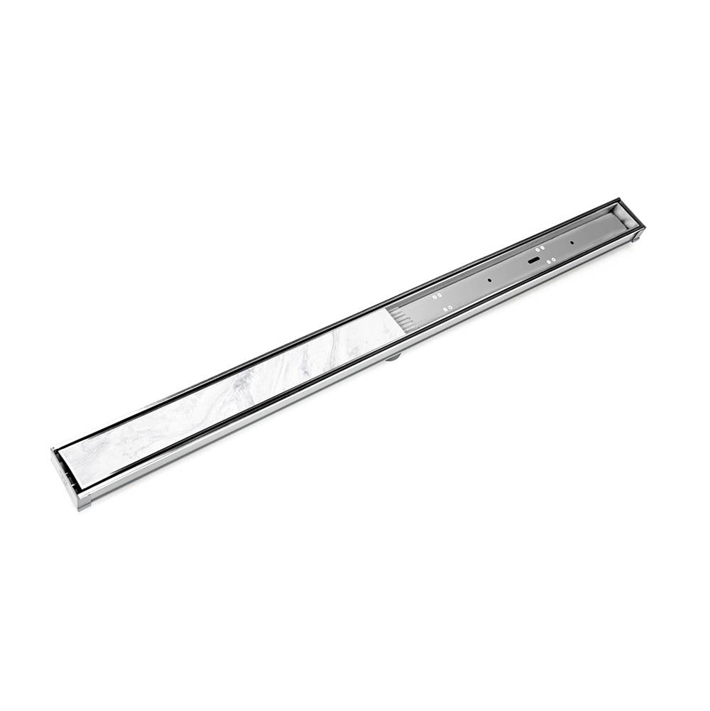 Infinity Drain - 96'' S-PVC Series Low Profile Complete Kit with 2 1/2'' Tile Insert Frame in Polished Stainless - Polished Stainless