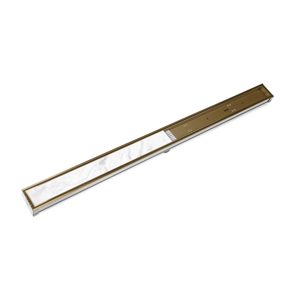 Infinity Drain - 96'' S-PVC Series Low Profile Complete Kit with 2 1/2'' Tile Insert Frame in Satin Bronze - Satin Bronze