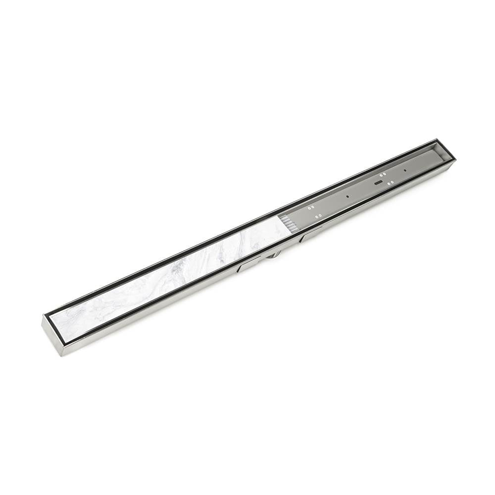 Infinity Drain - 36'' S-Stainless Steel Series Complete Kit with Low Profile Tile Insert Frame in Satin Stainless - Satin Stainless