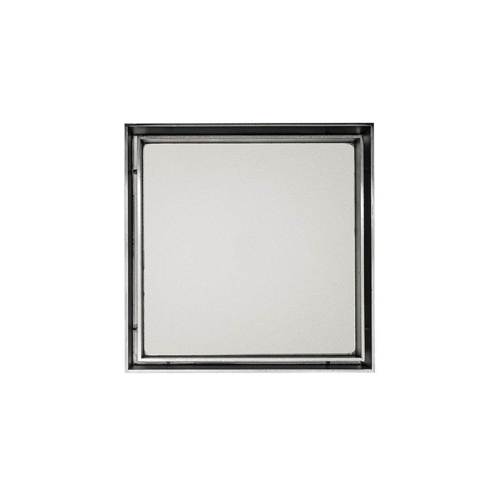 Infinity Drain - 5'' x 5'' TD 15 Tile Insert Complete Kit in Satin Stainless with Cast Iron Drain Body, 2'' No Hub Outlet - Satin Stainless