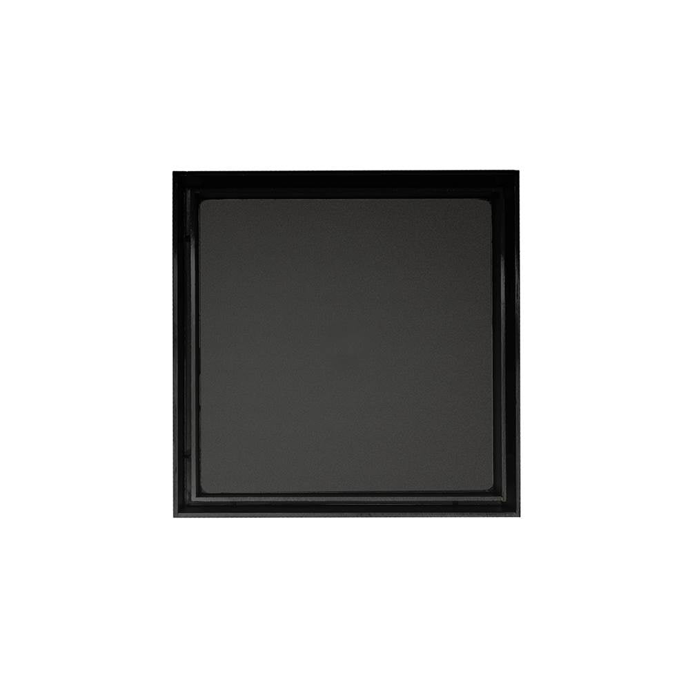 Infinity Drain - 5'' x 5'' TDB 15 Tile Insert Complete Kit in Matte Black with ABS Bonded Flange Drain Body, 2'', 3'' and 4'' Outlet - Matte Black