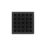 Infinity Drain - 4'' x 4'' Strainer with Weave Pattern Decorative Plate and 2'' Throat in Matte Black for VD 4 - Matte Black