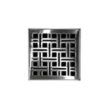 Infinity Drain - 4'' x 4'' Strainer with Weave Pattern Decorative Plate and 2'' Throat in Polished Stainless for VD 4 - Polished Stainless