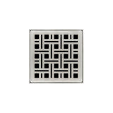 Infinity Drain - 4'' x 4'' Strainer with Weave Pattern Decorative Plate and 2'' Throat in Satin Stainless for VD 4 - Satin Stainless