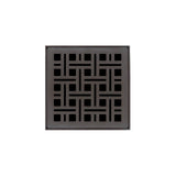 Infinity Drain - 4'' x 4'' VD 4 Complete Kit with Weave Pattern Decorative Plate in Oil Rubbed Bronze with PVC Drain Body, 2'' Outlet - Oil Rubbed Bronze