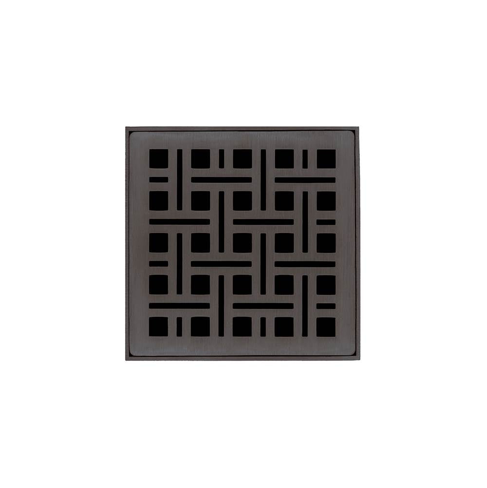 Infinity Drain - 4'' x 4'' VD 4 Complete Kit with Weave Pattern Decorative Plate in Oil Rubbed Bronze with ABS Drain Body, 2'' Outlet - Oil Rubbed Bronze