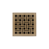 Infinity Drain - 4'' x 4'' VD 4 Complete Kit with Weave Pattern Decorative Plate in Satin Bronze with PVC Drain Body, 2'' Outlet - Satin Bronze