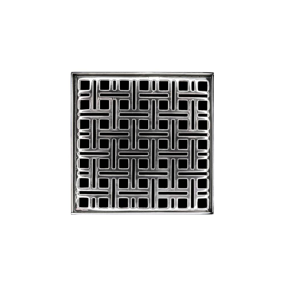 Infinity Drain - 5'' x 5'' VD 5 Complete Kit with Weave Pattern Decorative Plate in Polished Stainless with ABS Drain Body, 2'' Outlet - Polished Stainless