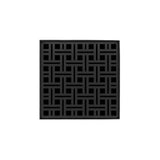 Infinity Drain - 5'' x 5'' VD 5 High Flow Complete Kit with Weave Pattern Decorative Plate in Matte Black with PVC Drain Body, 3'' Outlet - Matte Black