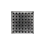 Infinity Drain - 5'' x 5'' VDB 5 Complete Kit with Weave Pattern Decorative Plate in Polished Stainless with Stainless Steel Bonded Flange Drain Body, 2'' No Hub Outlet - Polished Stainless