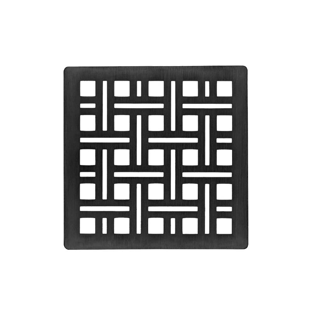 Infinity Drain - 4'' x 4'' Weave Pattern Decorative Plate for V 4, VD 4, VDB 4 in Matte Black - Matte Black