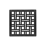 Infinity Drain - 4'' x 4'' Weave Pattern Decorative Plate for V 4, VD 4, VDB 4 in Matte Black - Matte Black