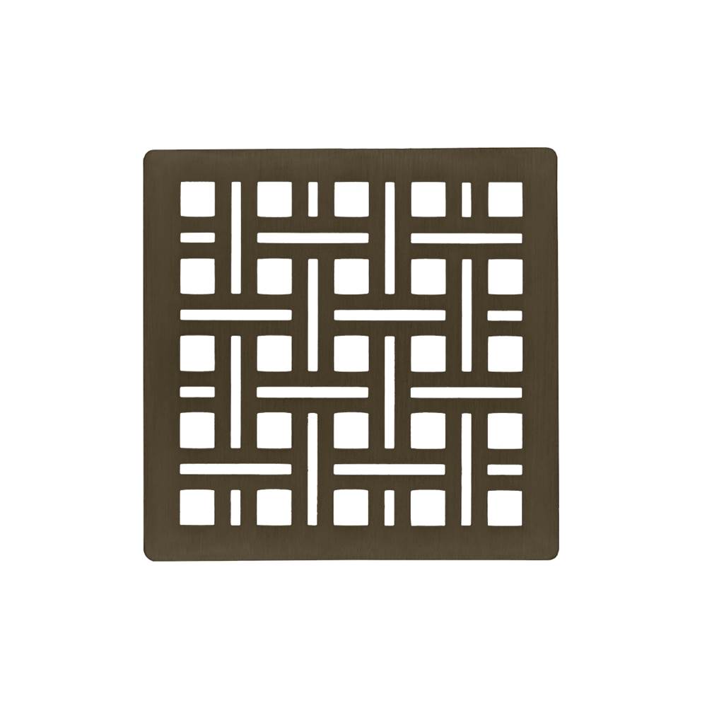 Infinity Drain - 4'' x 4'' Weave Pattern Decorative Plate for V 4, VD 4, VDB 4 in Oil Rubbed Bronze - Oil Rubbed Bronze