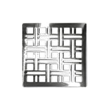 Infinity Drain - 4'' x 4'' Weave Pattern Decorative Plate for V 4, VD 4, VDB 4 in Polished Stainless - Polished Stainless