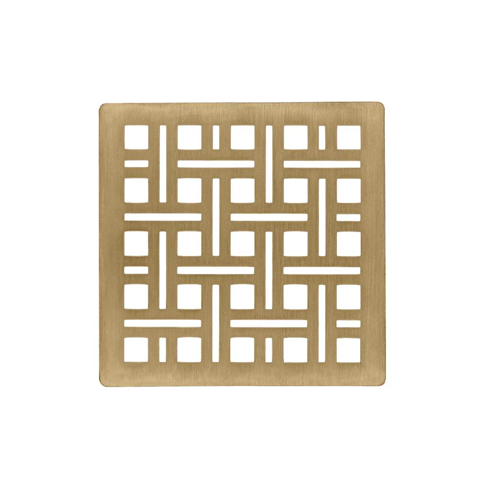 Infinity Drain - 4'' x 4'' Weave Pattern Decorative Plate for V 4, VD 4, VDB 4 in Satin Bronze - Satin Bronze