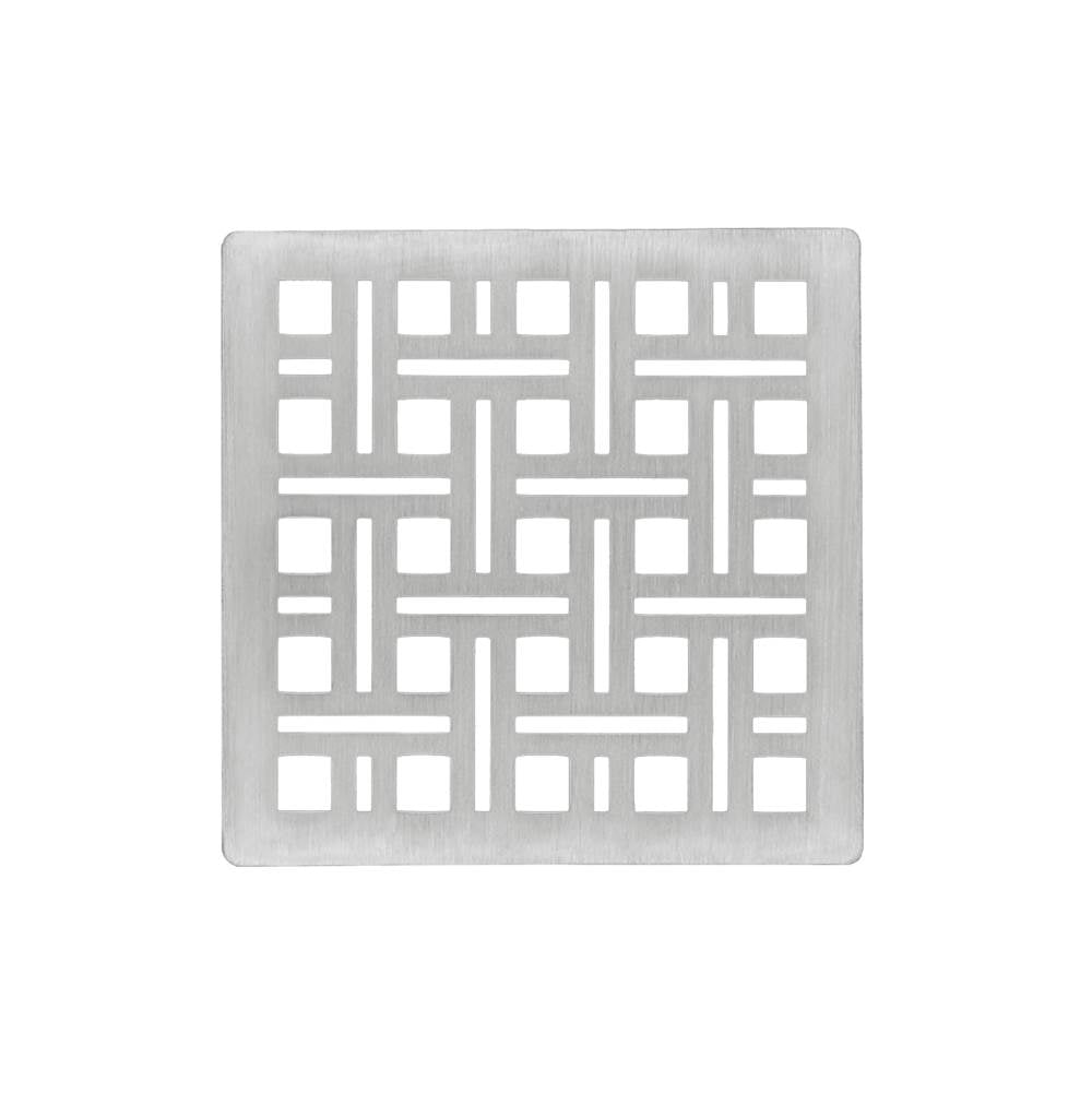Infinity Drain - 4'' x 4'' Weave Pattern Decorative Plate for V 4, VD 4, VDB 4 in Satin Stainless - Satin Stainless