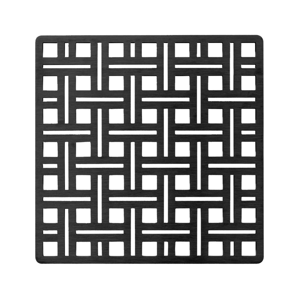 Infinity Drain - 5'' x 5'' Weave Pattern Decorative Plate for V 5, VD 5, VDB 5 in Matte Black - Matte Black