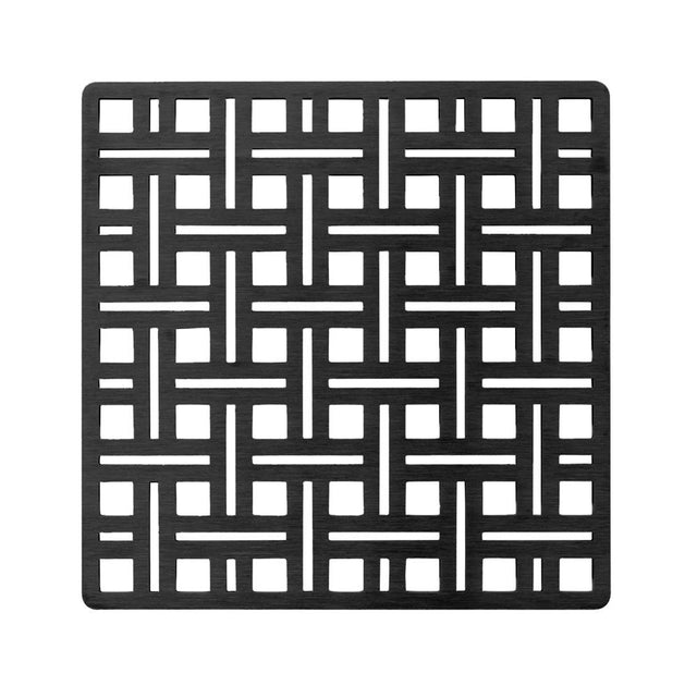 Infinity Drain - 5'' x 5'' Weave Pattern Decorative Plate for V 5, VD 5, VDB 5 in Matte Black - Matte Black