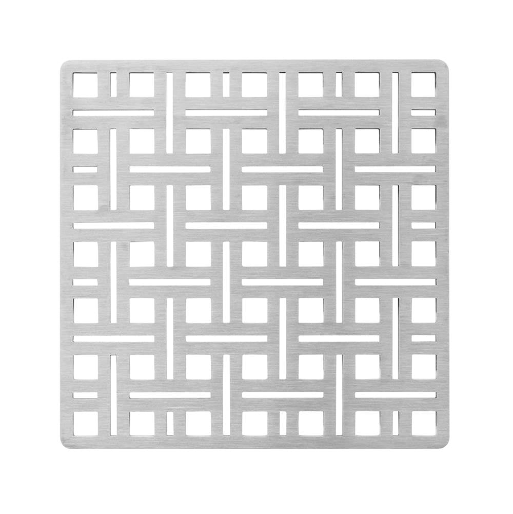 Infinity Drain - 5'' x 5'' Weave Pattern Decorative Plate for V 5, VD 5, VDB 5 in Satin Stainless - Satin Stainless