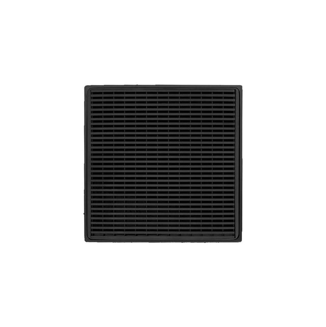 Infinity Drain - 4'' x 4'' WD 4 Complete Kit with Wedge Wire Pattern Decorative Plate in Matte Black with ABS Drain Body, 2'' Outlet - Matte Black
