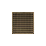 Infinity Drain - 4'' x 4'' WDB 4 Complete Kit with Wedge Wire Pattern Decorative Plate in Satin Bronze with PVC Bonded Flange Drain Body, 2'', 3'' and 4'' Outlet - Satin Bronze