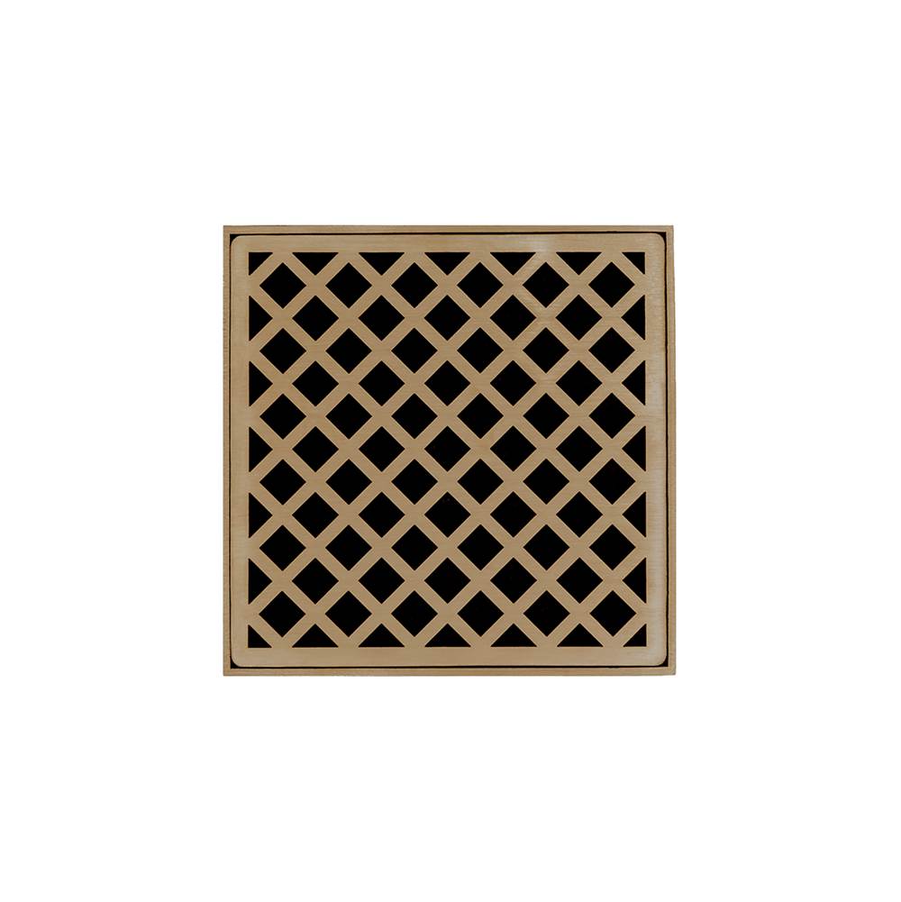 Infinity Drain - 5'' x 5'' Strainer with Criss-Cross Pattern Decorative Plate and 2'' Throat in Satin Bronze for XD 5 - Satin Bronze