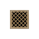 Infinity Drain - 4'' x 4'' XD 4 Complete Kit with Criss-Cross Pattern Decorative Plate in Satin Bronze with ABS Drain Body, 2'' Outlet - Satin Bronze