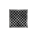Infinity Drain - 5'' x 5'' XD 5 Complete Kit with Criss-Cross Pattern Decorative Plate in Polished Stainless with ABS Drain Body, 2'' Outlet - Polished Stainless