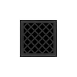 Infinity Drain - 4'' x 4'' XDB 4 Complete Kit with Criss-Cross Pattern Decorative Plate in Matte Black with Stainless Steel Bonded Flange Drain Body, 2'' No Hub Outlet - Matte Black