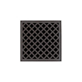 Infinity Drain - 5'' x 5'' XDB 5 Complete Kit with Criss-Cross Pattern Decorative Plate in Oil Rubbed Bronze with Stainless Steel Bonded Flange Drain Body, 2'' No Hub Outlet - Oil Rubbed Bronze