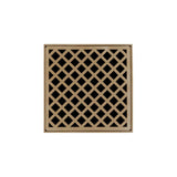 Infinity Drain - 5'' x 5'' XDB 5 Complete Kit with Criss-Cross Pattern Decorative Plate in Satin Bronze with PVC Bonded Flange Drain Body, 2'', 3'' and 4'' Outlet - Satin Bronze