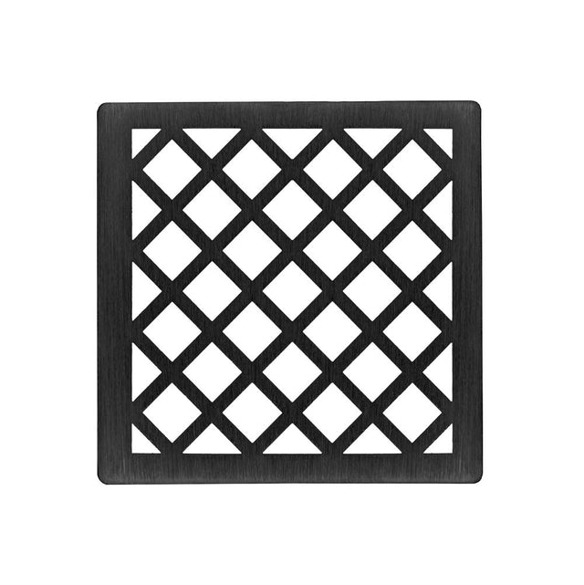 Infinity Drain - 4'' x 4'' Criss-Cross Pattern Decorative Plate for X 4, XD 4, XDB 4 in Matte Black - Matte Black