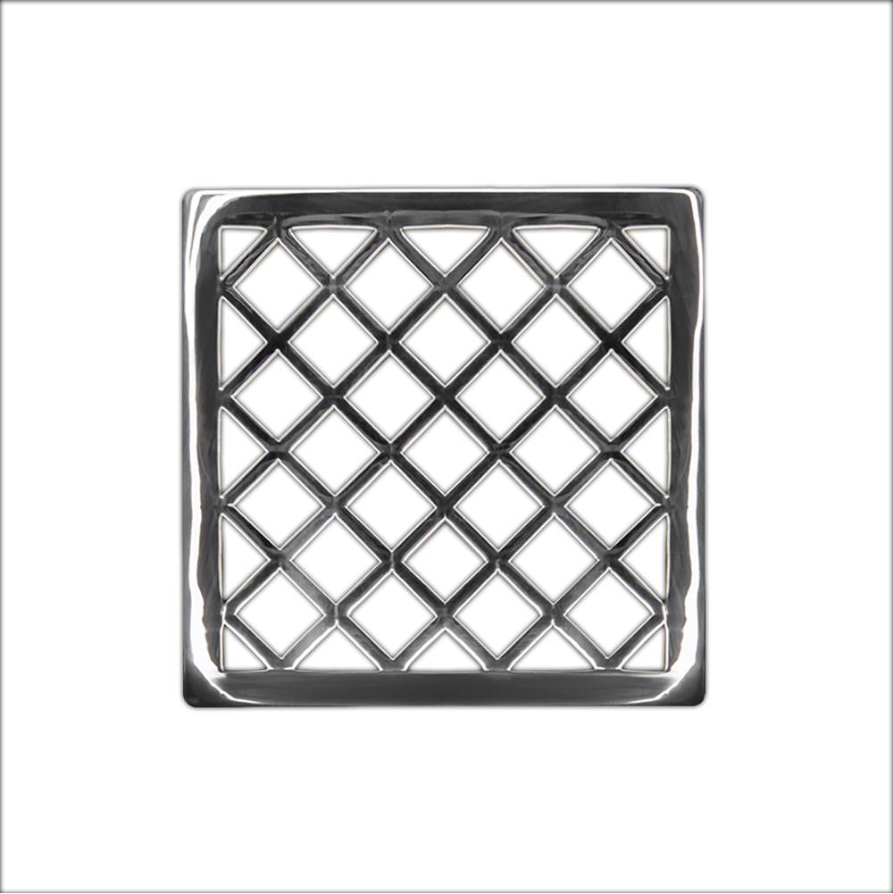 Infinity Drain - 4'' x 4'' Criss-Cross Pattern Decorative Plate for X 4, XD 4, XDB 4 in Polished Stainless - Polished Stainless