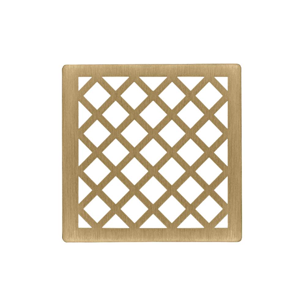 Infinity Drain - 4'' x 4'' Criss-Cross Pattern Decorative Plate for X 4, XD 4, XDB 4 in Satin Bronze - Satin Bronze
