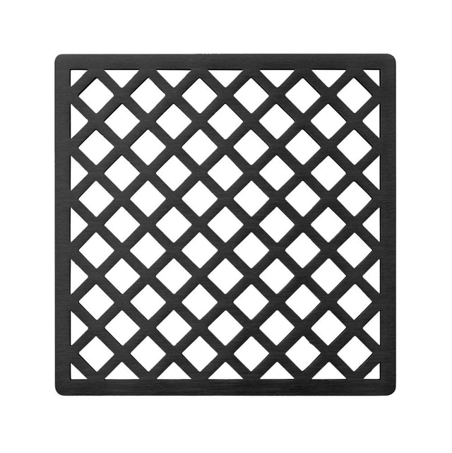 Infinity Drain - 5'' x 5'' Criss-Cross Pattern Decorative Plate for X 5, XD 5, XDB 5 in Matte Black - Matte Black