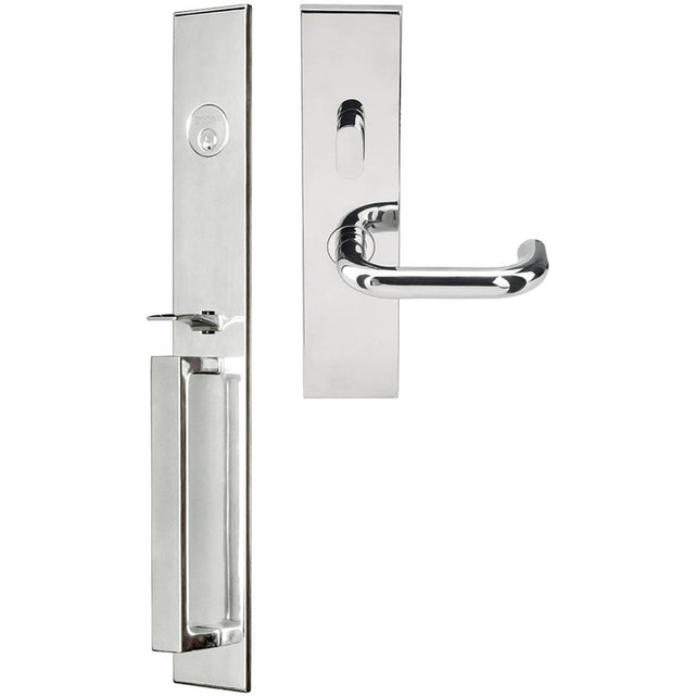 INOX - BW Handleset MT Mortise 102 Munich Entry 2-3/4''  32 RH - Polished Stainless Steel