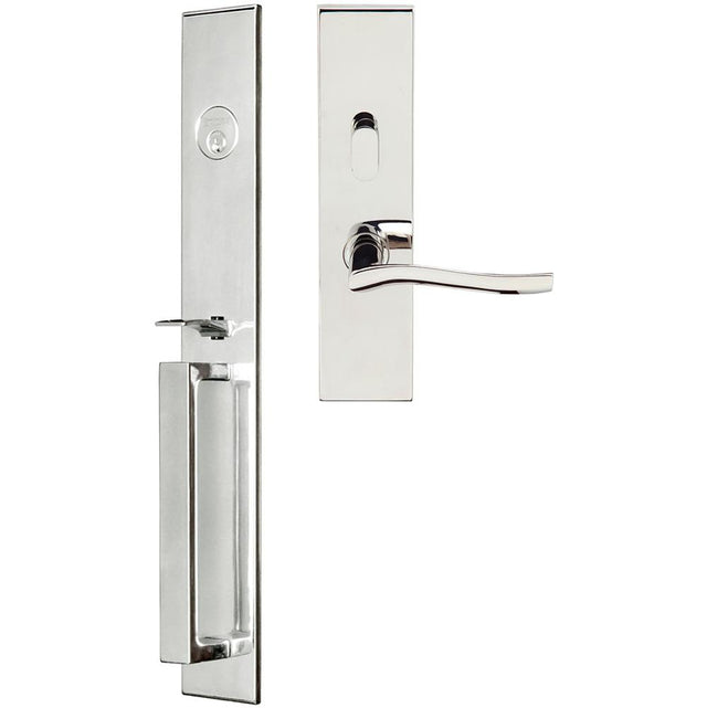INOX - BW Handleset MT Mortise 225 Waterfall Entry 2-3/4''  32 RH - Polished Stainless Steel